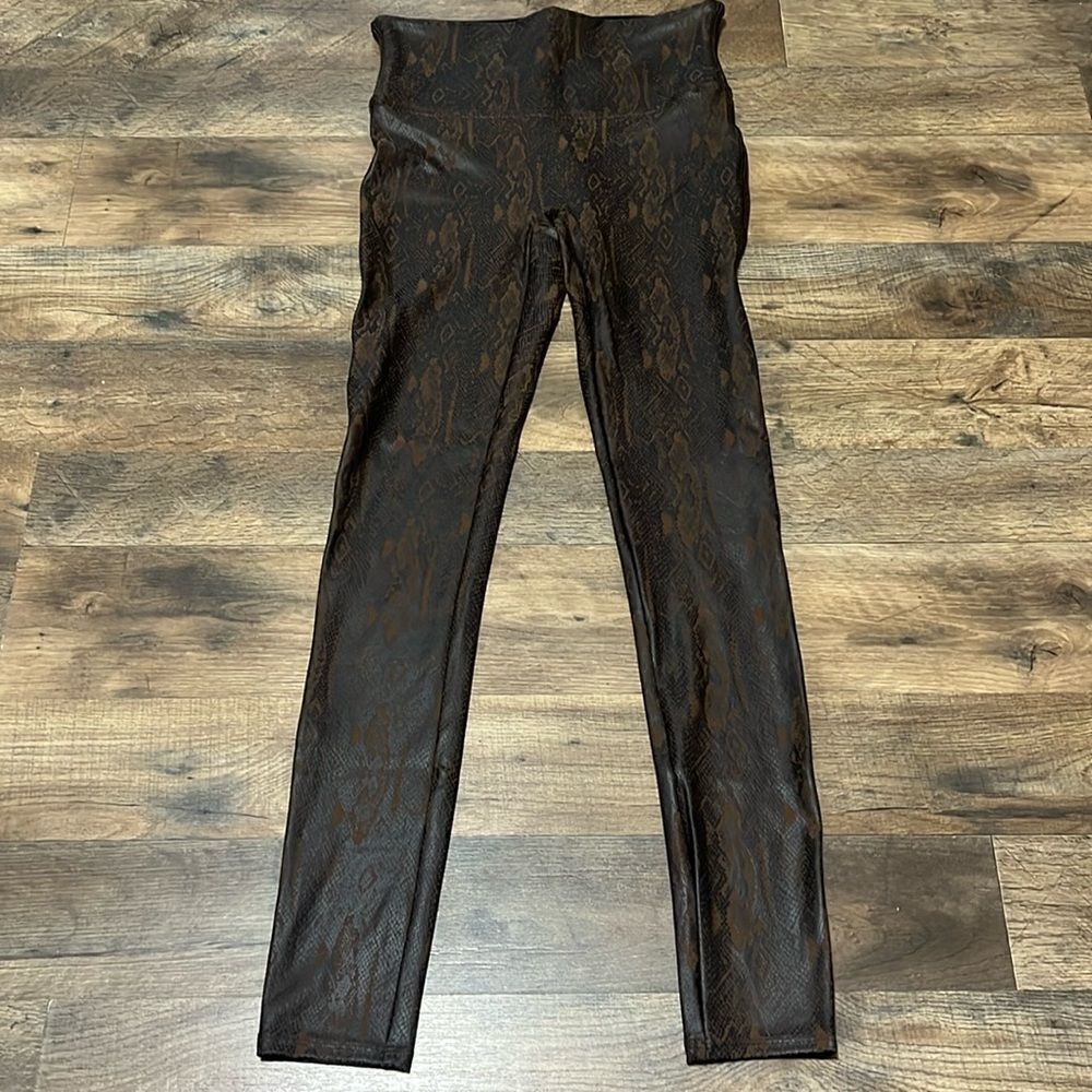 Spanx brown snake print leggings size medium